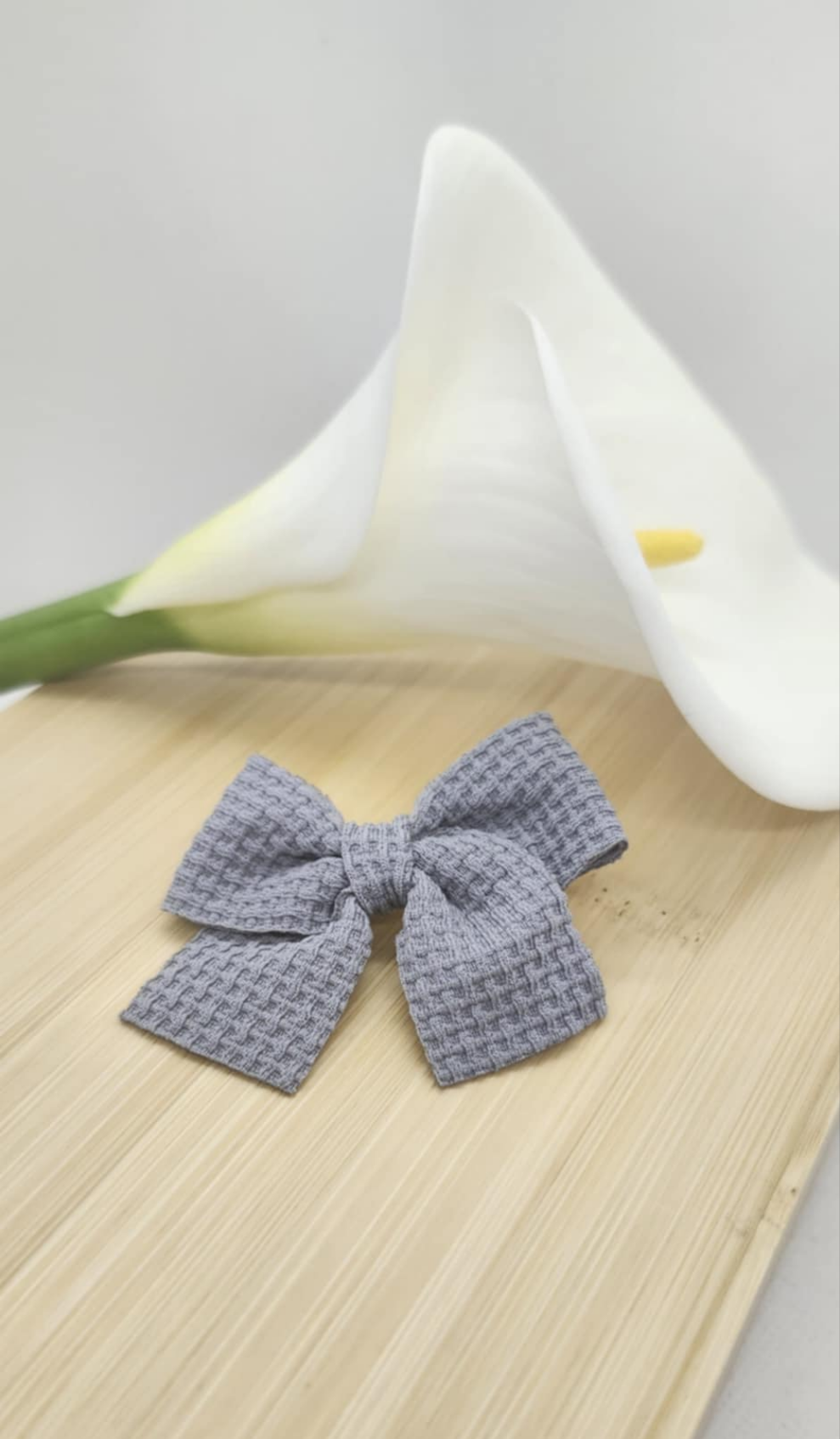Barrette nœud Bleu gris