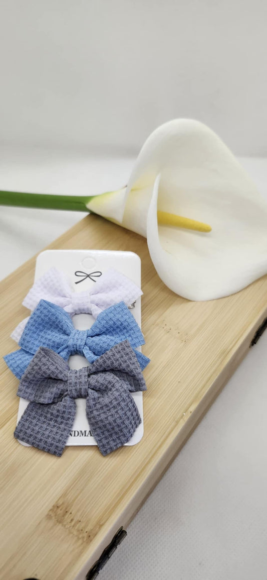 Lot de 3 Barrettes nœud bleu